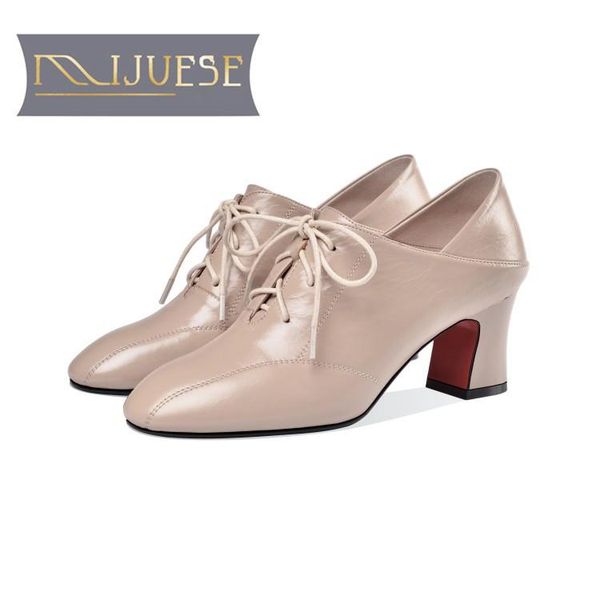 dress shoes mljuese 2021 women pumps autumn spring soft cow leather beige color round toe lace up high heels lady party wedding, Black
dress shoes mljuese 2021 women pumps autumn spring soft cow leather beige color round toe lace up high heels lady party wedding, Black