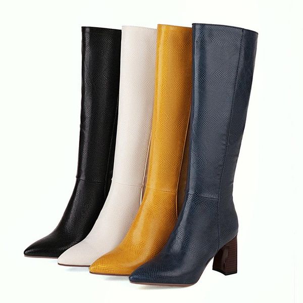 boots 2021 fashion knee high women faux leather zipper long ladies thick highheel pointed toe autumn winter shoes woman, Black
boots 2021 fashion knee high women faux leather zipper long ladies thick highheel pointed toe autumn winter shoes woman, Black