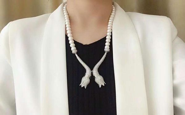 chains hand knotted simple noble 10-11mm 70cm white oblate freshwater pearl micro inlay zircon accessories necklace sweater chain, Silver
chains hand knotted simple noble 10-11mm 70cm white oblate freshwater pearl micro inlay zircon accessories necklace sweater chain, Silver