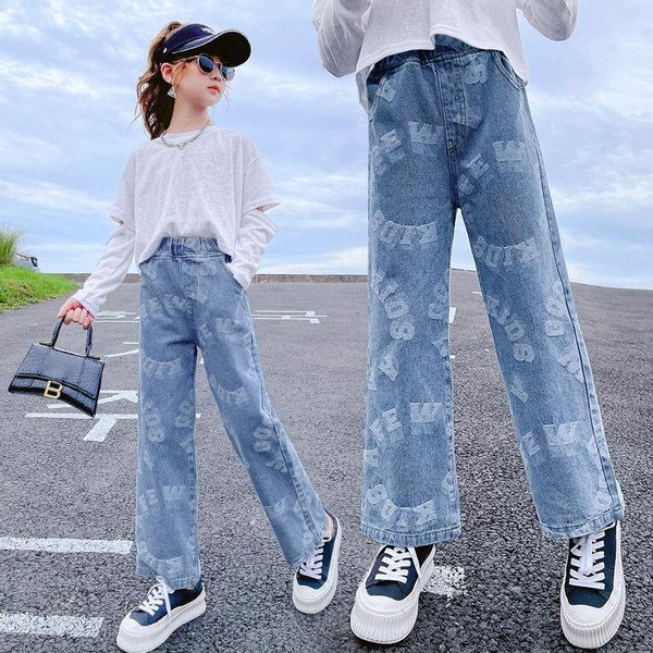 jeans for girl 2021 autumn fashion wide leg pants high waist elastic children loose casual denim straight 5-14year old, Blue
jeans for girl 2021 autumn fashion wide leg pants high waist elastic children loose casual denim straight 5-14year old, Blue