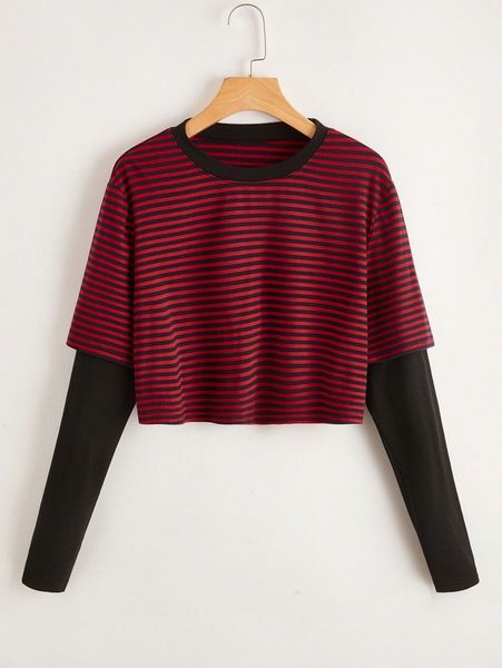plus striped combo tee v9fc#, Black