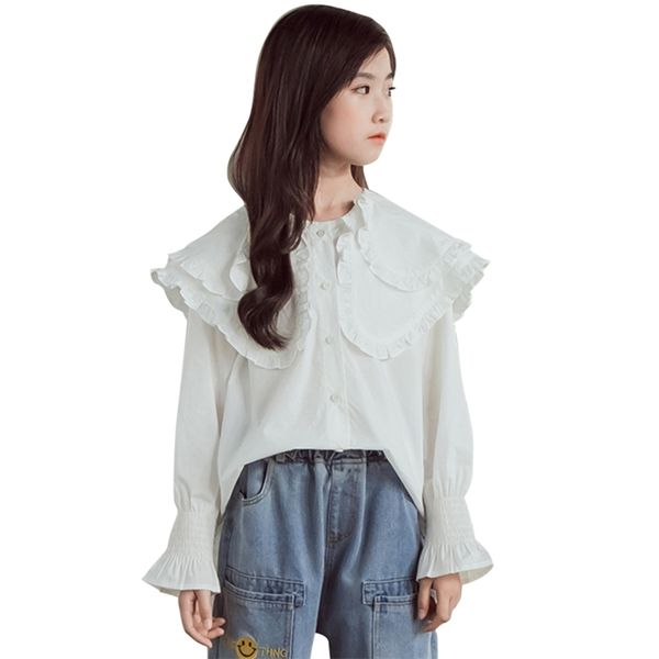 shirt for girl ruffles white blouse spring autumn children's s casual style teenager school clothes s 210528, White;black
shirt for girl ruffles white blouse spring autumn children's s casual style teenager school clothes s 210528, White;black