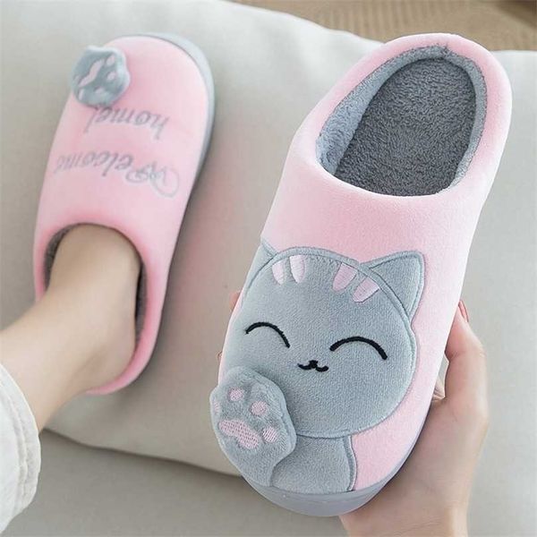 cute cartoon cat couples slippers warm furry shoes thick plush soft footwear home bedroom platform flat women winter slides 211110, Black
cute cartoon cat couples slippers warm furry shoes thick plush soft footwear home bedroom platform flat women winter slides 211110, Black