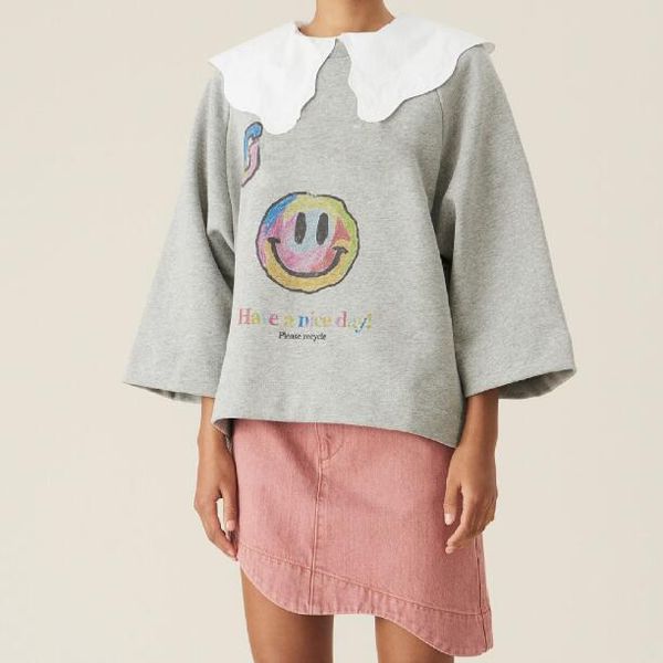 women's men's 35gan sweatshirt pullover middle sleeve smiling face shoulder insertion have a nice day casual 2 color, Black
women's men's 35gan sweatshirt pullover middle sleeve smiling face shoulder insertion have a nice day casual 2 color, Black