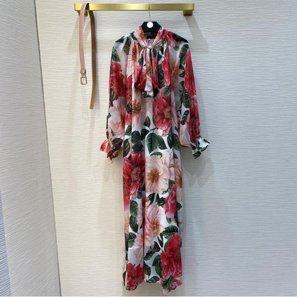 spring fashion bow collar flower impression dress of elegant female beach robe chiffon dresses, Black;gray
spring fashion bow collar flower impression dress of elegant female beach robe chiffon dresses, Black;gray