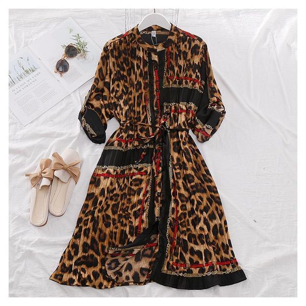 casual dresses 2021 women's shirt dress pleated spring summer patchwork leopard print long-sleeved chiffon midi vestidos ls292, Black;gray
casual dresses 2021 women's shirt dress pleated spring summer patchwork leopard print long-sleeved chiffon midi vestidos ls292, Black;gray