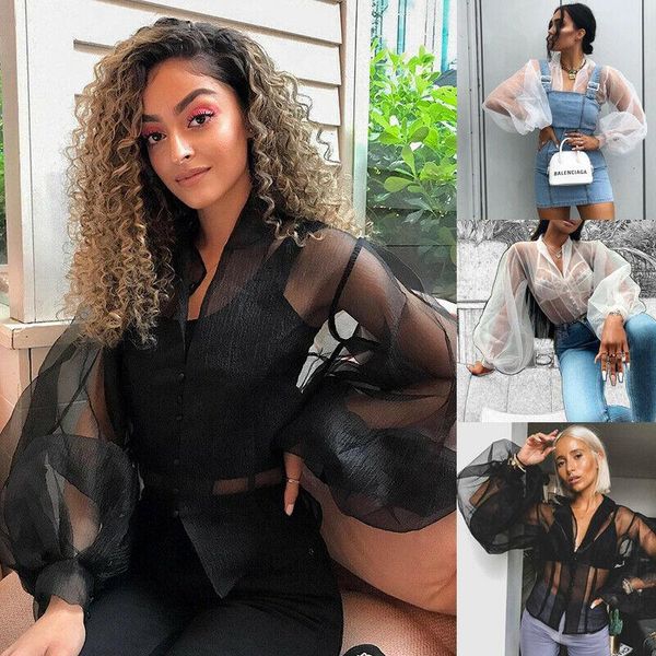 fashion women clothes lace mesh sheer see-through long sleeve shirts up blouse women's blouses &, White
fashion women clothes lace mesh sheer see-through long sleeve shirts up blouse women's blouses &, White