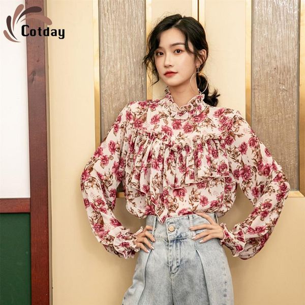 cotday pleats lantem sleeve chic stand collar print floral all-match thin 2021 fashion women vintage casual blouse shirt women's blouse, White
cotday pleats lantem sleeve chic stand collar print floral all-match thin 2021 fashion women vintage casual blouse shirt women's blouse, White