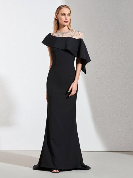 sheer high collar evening dresses with beaded buttons back robe de marrige classical black mermaid bridal gowns long prom vestidos, Black;red
sheer high collar evening dresses with beaded buttons back robe de marrige classical black mermaid bridal gowns long prom vestidos, Black;red