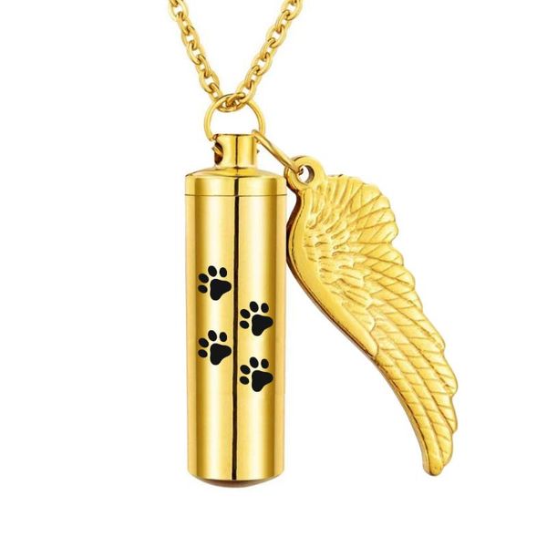 pendant necklaces gold tone stainless steel memorial pet cylinder jewelry with print urn necklace angel wing charm, Silver
pendant necklaces gold tone stainless steel memorial pet cylinder jewelry with print urn necklace angel wing charm, Silver