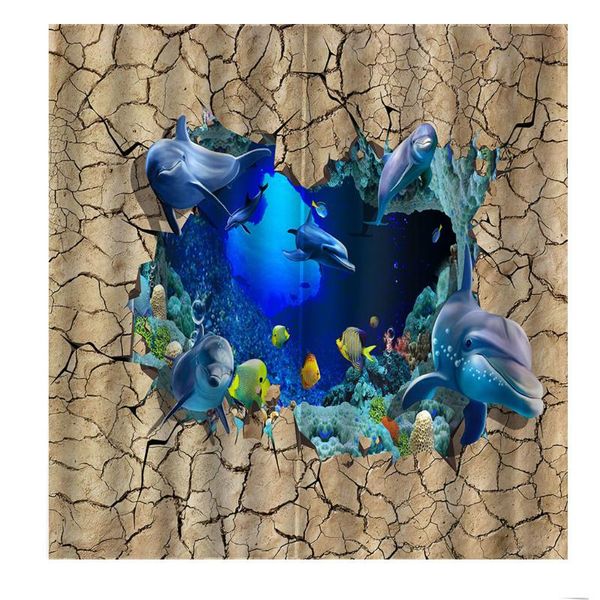 po custom 3d dark blue dream dolphin curtain blackout digital print for livingroom bedroom cracked ground indoor drapes decor &
po custom 3d dark blue dream dolphin curtain blackout digital print for livingroom bedroom cracked ground indoor drapes decor &