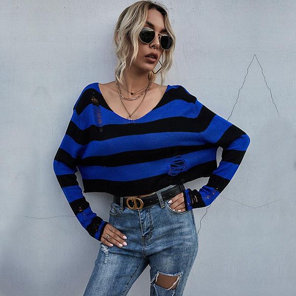 women's sweaters goth pullover loose women sweater 2021 gothic lady hollow out short-length jumper long-sleeve black blue striped v nec, White;black
women's sweaters goth pullover loose women sweater 2021 gothic lady hollow out short-length jumper long-sleeve black blue striped v nec, White;black