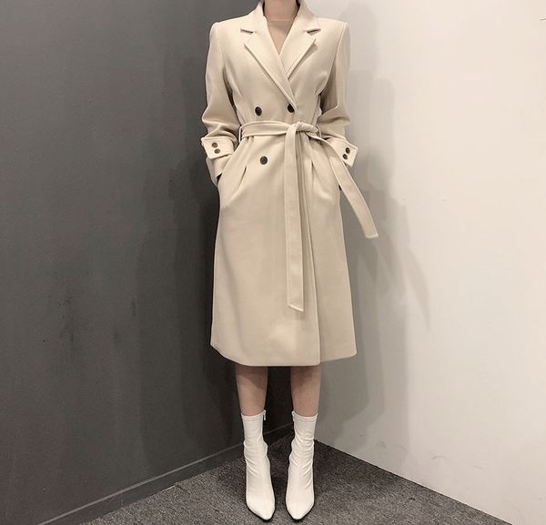 wool Women's fashions double breasted long trench coat feminine spring outerwear a77, Black
wool Women's fashions double breasted long trench coat feminine spring outerwear a77, Black