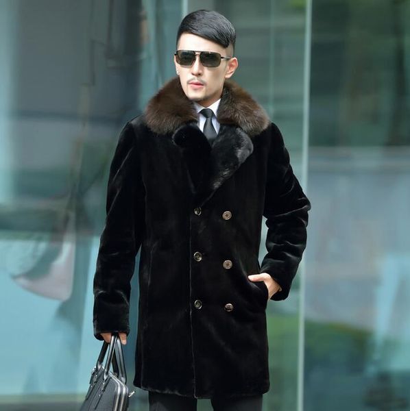 men's fur & faux winter thicken warm coats mens leather imitation mink coat men double breasted overcoat suit collar jaqueta de couro, Black
men's fur & faux winter thicken warm coats mens leather imitation mink coat men double breasted overcoat suit collar jaqueta de couro, Black