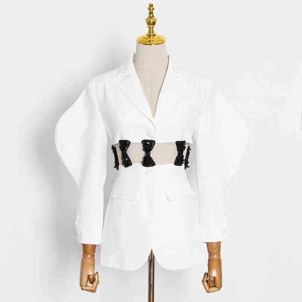women's suits & blazers twotwinstyle cut out for women patchwork bowknot pockets notched puff sleeve slim coats female 2022 autumn clot, White;black
women's suits & blazers twotwinstyle cut out for women patchwork bowknot pockets notched puff sleeve slim coats female 2022 autumn clot, White;black