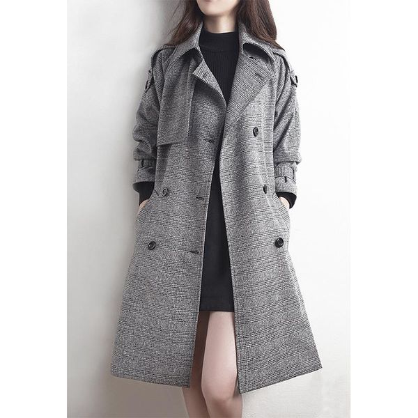 women's trench coats chic plaid women 2021 spring autumn korean style mid-length slim overcoat fashion double breasted ol coat, Tan;black
women's trench coats chic plaid women 2021 spring autumn korean style mid-length slim overcoat fashion double breasted ol coat, Tan;black