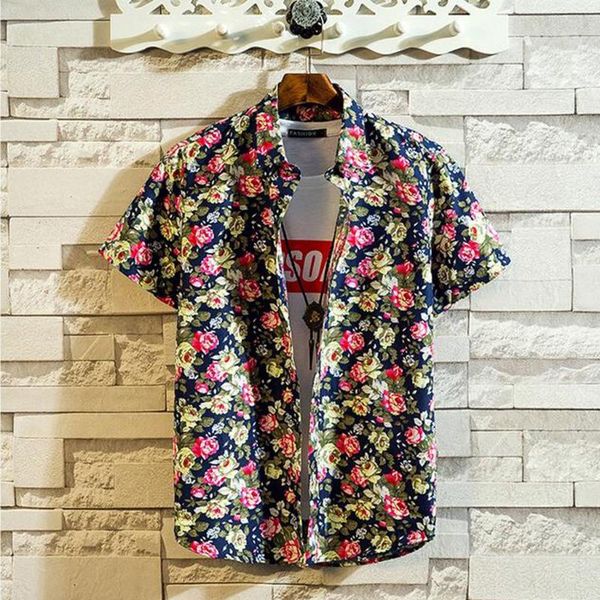 shirts men 2021 hawaiian flower printed short sleeve shirt casual men's streetwear turn-down collar blouse camisas, White;black
shirts men 2021 hawaiian flower printed short sleeve shirt casual men's streetwear turn-down collar blouse camisas, White;black