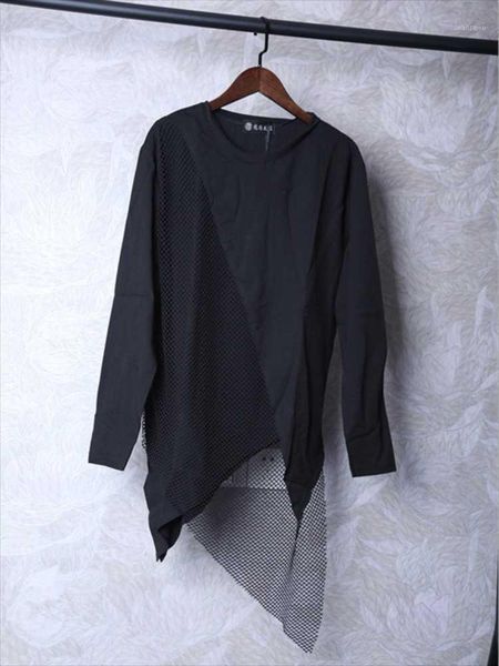 men's t-shirts long sleeve t-shirt autumn and winter dark round collar irregular personality mesh layer stitching design, White;black
men's t-shirts long sleeve t-shirt autumn and winter dark round collar irregular personality mesh layer stitching design, White;black
