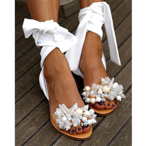 handmade pearl sandals women flat ankle strap beaded special women's shoes beach candy colour size 35-43, Black
handmade pearl sandals women flat ankle strap beaded special women's shoes beach candy colour size 35-43, Black