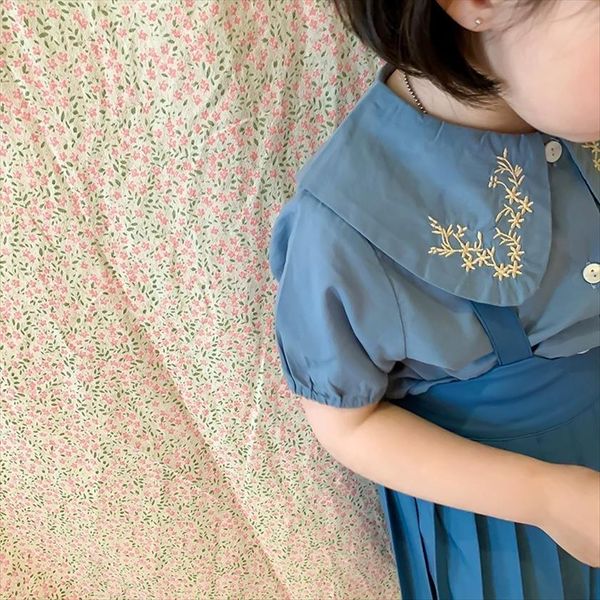 childrens shirts summer korean girls embroidered short sleeves infant cotton blouses costume, White;black
childrens shirts summer korean girls embroidered short sleeves infant cotton blouses costume, White;black