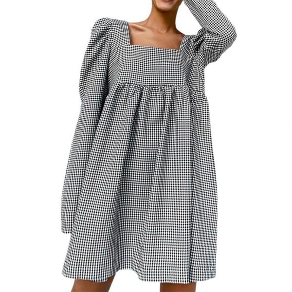 casual dresses vintage women dress loose hem plaid square neck long sleeve spring autumn ladies mini a-line, Black;gray
casual dresses vintage women dress loose hem plaid square neck long sleeve spring autumn ladies mini a-line, Black;gray
