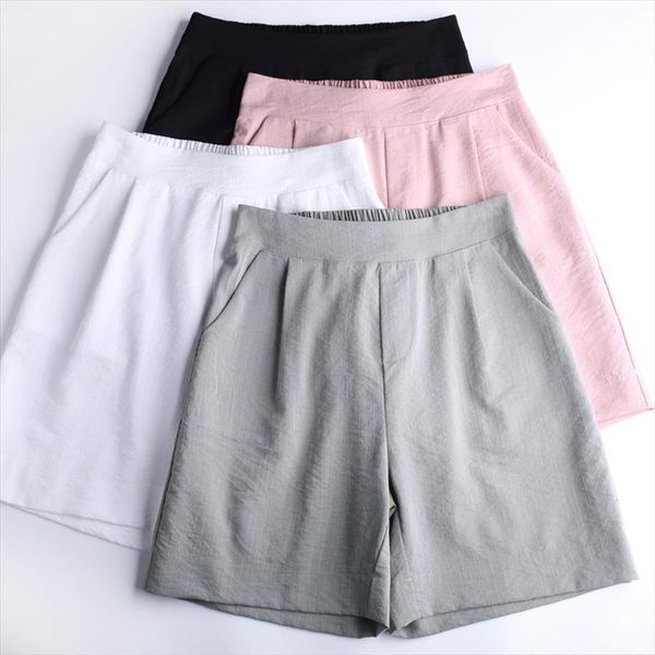 plus size 4xl women shorts wide leg cotton linen summer elastic waist loose female pantsalone casual kn199, White;black
plus size 4xl women shorts wide leg cotton linen summer elastic waist loose female pantsalone casual kn199, White;black