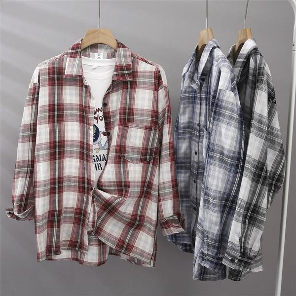 plaid shirt women harajuku retro loose thin korean fashion clothing blouse cotton women's blouses & shirts, White
plaid shirt women harajuku retro loose thin korean fashion clothing blouse cotton women's blouses & shirts, White