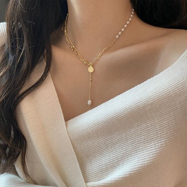 chains double layered retro coin tassel clavicle chain cold wind net red necklace niche design pearl stitching, Silver
chains double layered retro coin tassel clavicle chain cold wind net red necklace niche design pearl stitching, Silver