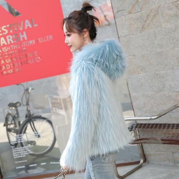 women's fur & faux women 2022 autumn winter imitation coats female short raccoon jackets ladies solid warm hooded outwear t917, Black
women's fur & faux women 2022 autumn winter imitation coats female short raccoon jackets ladies solid warm hooded outwear t917, Black