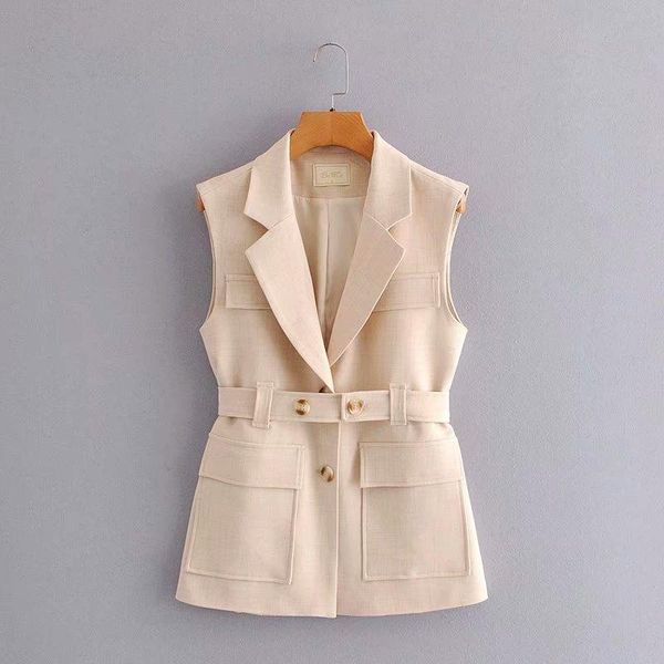 women's jackets 2021 korean style casual lapel sleeveless pocket with belt chic female coat harajuku fashion single-breasted jacket, Black;brown
women's jackets 2021 korean style casual lapel sleeveless pocket with belt chic female coat harajuku fashion single-breasted jacket, Black;brown