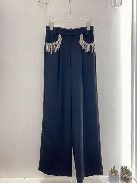 women's pants & capris 2021 women fashionable loose-fitting wide-leg trousers with fringed diamonds on the side of pocket 0623, Black;white
women's pants & capris 2021 women fashionable loose-fitting wide-leg trousers with fringed diamonds on the side of pocket 0623, Black;white
