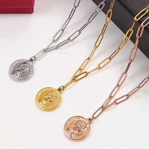 pendant necklaces 2021 coin necklace for women titanium steel circle short chain charm couple jewelry party gift, Silver
pendant necklaces 2021 coin necklace for women titanium steel circle short chain charm couple jewelry party gift, Silver
