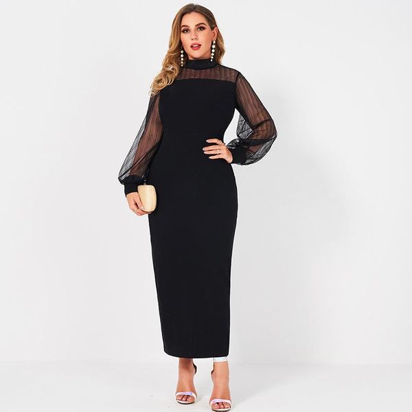 casual dresses 2021 summer maxi dress women black gauze mesh patchwork long sleeve slim center slit hem on the back party robes, Black;gray
casual dresses 2021 summer maxi dress women black gauze mesh patchwork long sleeve slim center slit hem on the back party robes, Black;gray