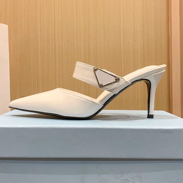brushed leather slippers for womens designer spring stiletto heels with triangle white black size 35-42
brushed leather slippers for womens designer spring stiletto heels with triangle white black size 35-42