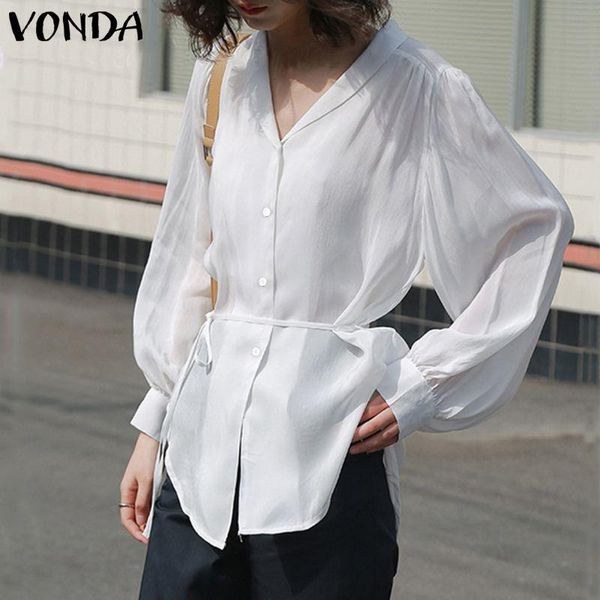 women's blouses & shirts vonda 2021 long sleeve women v neck button solid color casual baggy blouse loose bohemian blusas femininas, White
women's blouses & shirts vonda 2021 long sleeve women v neck button solid color casual baggy blouse loose bohemian blusas femininas, White