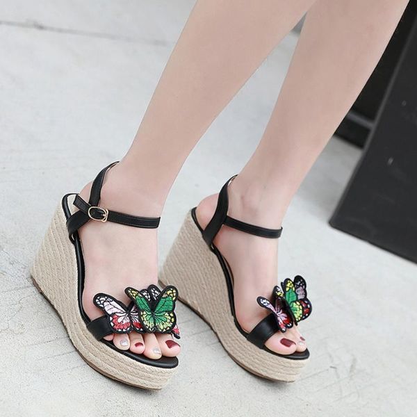 women wedges sandals peep toe high heeled weave heel butterfly ankle strap casual party shoes woman sandles, Black
women wedges sandals peep toe high heeled weave heel butterfly ankle strap casual party shoes woman sandles, Black