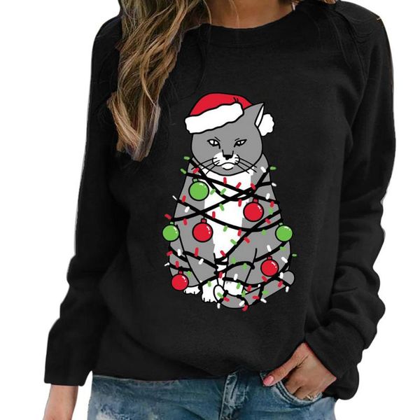 women's t-shirt women t shirt christmas plus size cat printed long sleeve pullover ladies casual o neck female clothing, White
women's t-shirt women t shirt christmas plus size cat printed long sleeve pullover ladies casual o neck female clothing, White