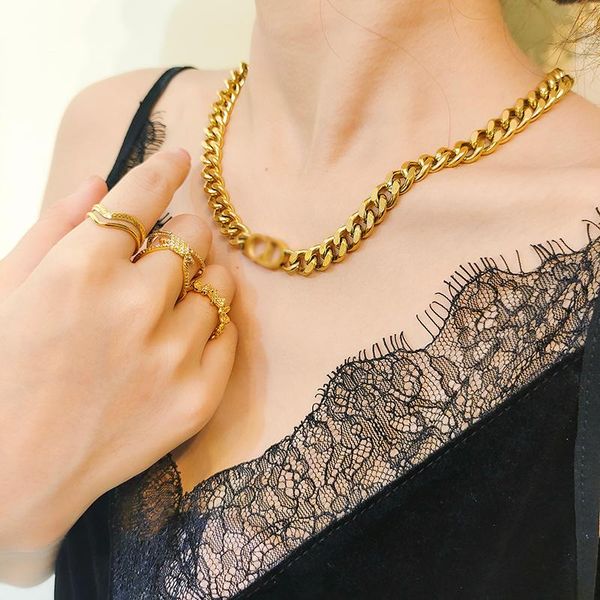 pendant necklaces stainless steel woman necklace golden dd letter design exaggerated retro titanium thick chain choker, Silver
pendant necklaces stainless steel woman necklace golden dd letter design exaggerated retro titanium thick chain choker, Silver