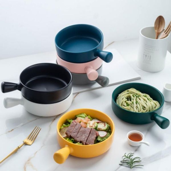 colored baked rice bowl nordic style with handle baking pasta plate simple household tableware soup noodle salad container bowls
colored baked rice bowl nordic style with handle baking pasta plate simple household tableware soup noodle salad container bowls