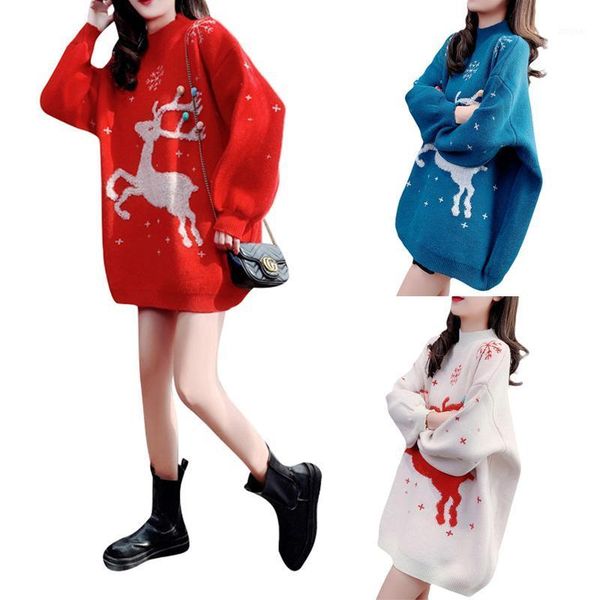women sweater female winter warm elk print christmas elegant ladies fashion loose clothing women's sweaters, White;black
women sweater female winter warm elk print christmas elegant ladies fashion loose clothing women's sweaters, White;black