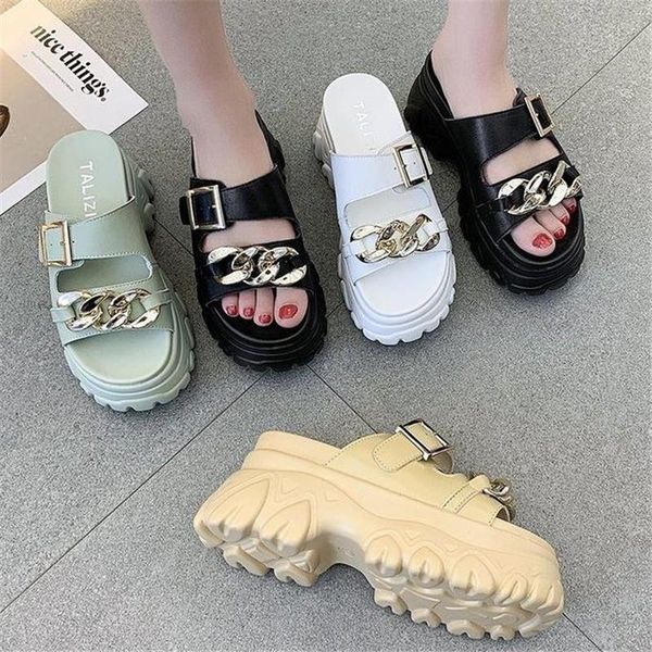 slippers metal chain soft leather women brand casual gladiator wedges shoes loafer trend thick bottom heighten sandals, Black
slippers metal chain soft leather women brand casual gladiator wedges shoes loafer trend thick bottom heighten sandals, Black