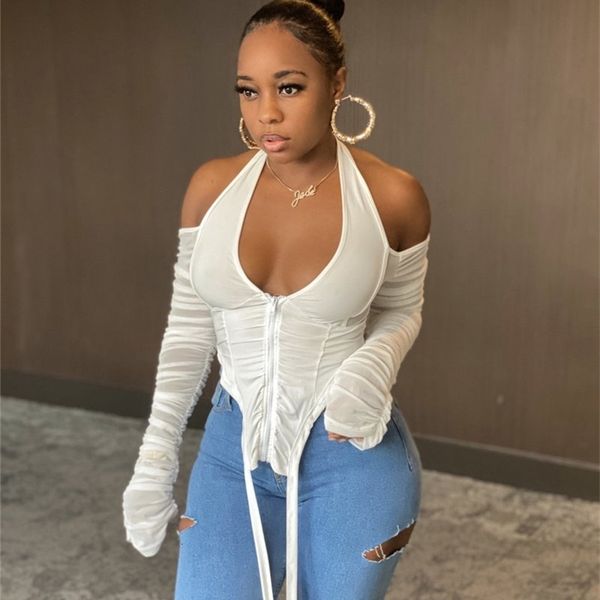 blouses Sexy Msxu with low-necked v cabresto lace-u transparent mesh long shirt sleeve Autumn female, White
blouses Sexy Msxu with low-necked v cabresto lace-u transparent mesh long shirt sleeve Autumn female, White