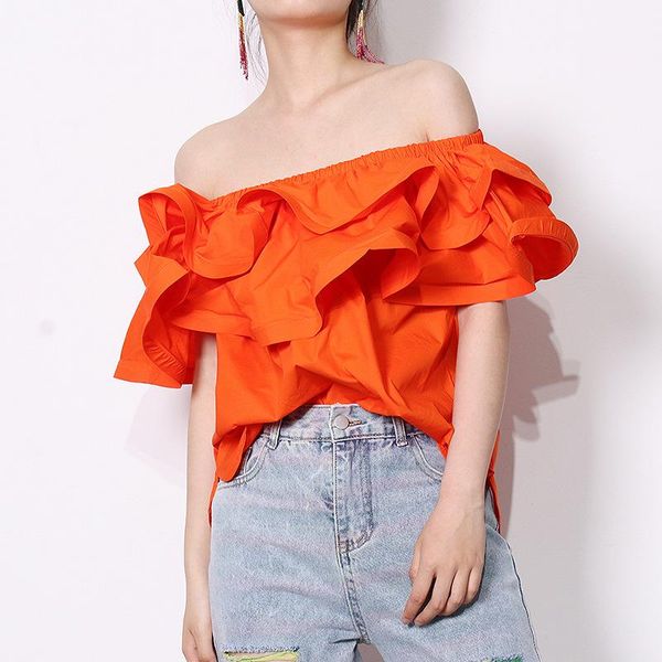 women's t-shirt 2021 summer irregular ruffle stitching short sleeve straight neck solid temperament shirt, White
women's t-shirt 2021 summer irregular ruffle stitching short sleeve straight neck solid temperament shirt, White