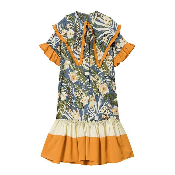 turn down collar half sleeve knee length loose print floral patchwork sweet dress d1178 210514, Black;gray
turn down collar half sleeve knee length loose print floral patchwork sweet dress d1178 210514, Black;gray
