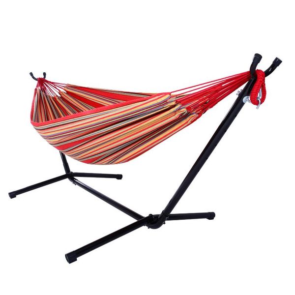 camp furniture polyester hammock set portable outdoor soft bed with frame red strip
camp furniture polyester hammock set portable outdoor soft bed with frame red strip