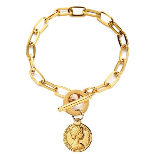 100% satinless steel coin toggle bracelet for women gold/silver color metal charm chunky chain femme heavy duty bracelets, Golden;silver
100% satinless steel coin toggle bracelet for women gold/silver color metal charm chunky chain femme heavy duty bracelets, Golden;silver