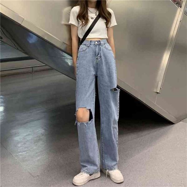 light blue denim trousers retro wide-leg pant's ripped high waist casual jean 210629
light blue denim trousers retro wide-leg pant's ripped high waist casual jean 210629