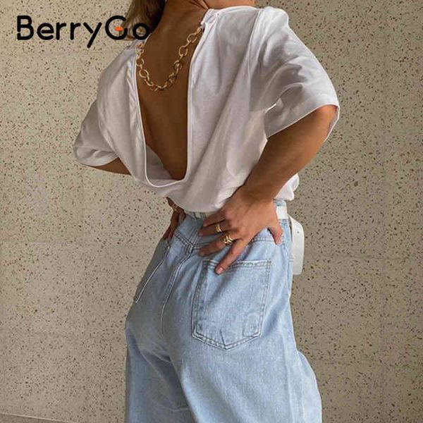 berrygo casual backless chain white women t-shirts cotton round neck loose tshirt female high street fashion summer shirt 210513
berrygo casual backless chain white women t-shirts cotton round neck loose tshirt female high street fashion summer shirt 210513