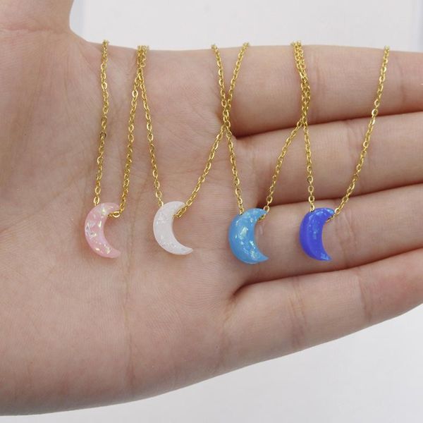 pendant necklaces 2021 trend resin half moon necklace for women gold stainless steel chain charms opal neck jewelry gift, Silver
pendant necklaces 2021 trend resin half moon necklace for women gold stainless steel chain charms opal neck jewelry gift, Silver