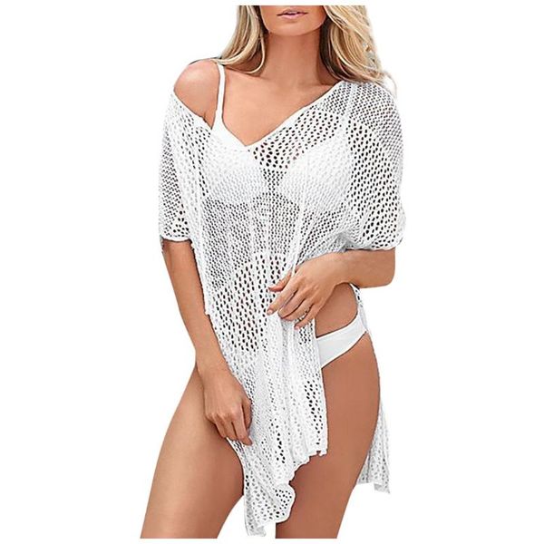 women's swimwear women cover up dress summer sunscreen sheer mesh bikini solid beach club smock knitting hollow out robe, White;black
women's swimwear women cover up dress summer sunscreen sheer mesh bikini solid beach club smock knitting hollow out robe, White;black